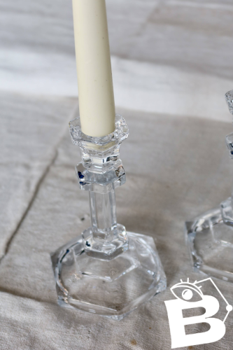 Bougeoirs vintage en verre taillé