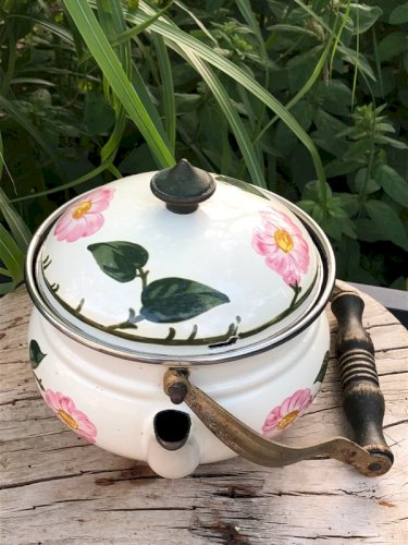 Bouilloire ancienne Asta motifs Villeroy & Boch modèle Wild Rose