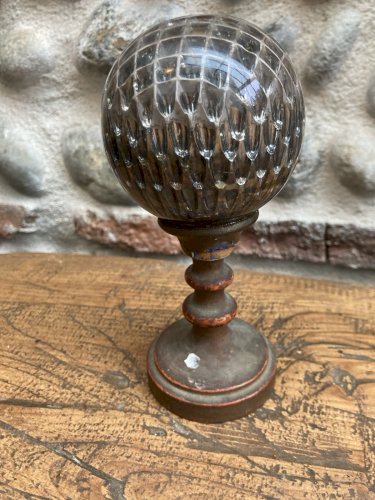 Boule de rampe 1900 d'escalier en Christal Architecture Base Bois Verre