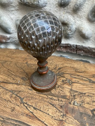 Boule de rampe 1900 d'escalier en Christal Architecture Base Bois Verre