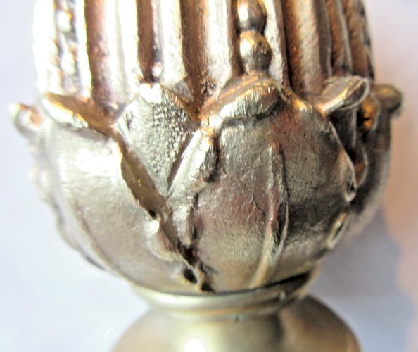 Boule d'escalier bronze dorée Napoléon III, Laurier autour d'une pomme de pin