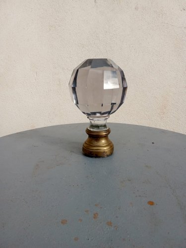 Boule d'escalier Cristal et bronze XIXe