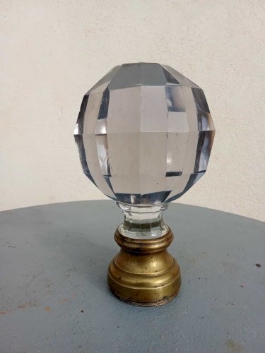 Boule d'escalier Cristal et bronze XIXe