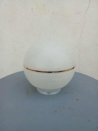 Boule plafonnier verre gravé, 1950 s