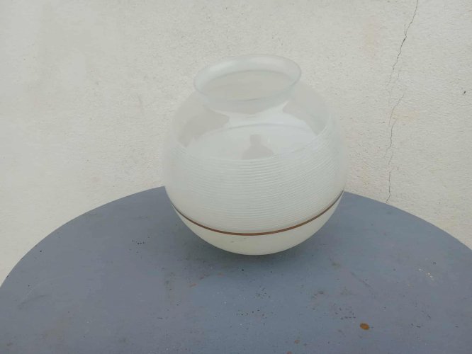 Boule plafonnier verre gravé, 1950 s