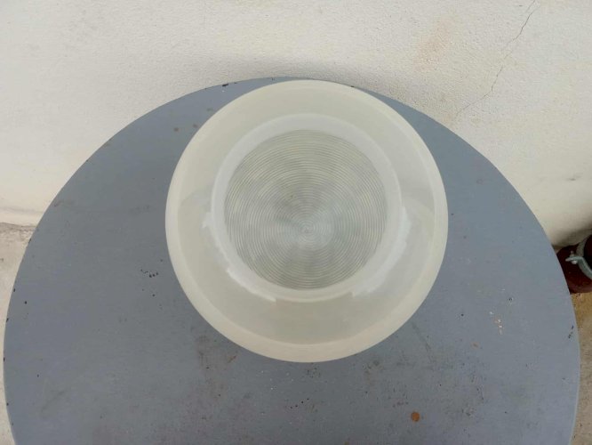 Boule plafonnier verre gravé, 1950 s