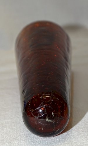 - BOULE POUR SAPIN DE NOEL EN VERRE Craquelé couleur Ambre POMME de PIN   D