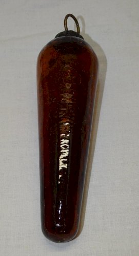 - BOULE POUR SAPIN DE NOEL EN VERRE Craquelé couleur Ambre POMME de PIN   D