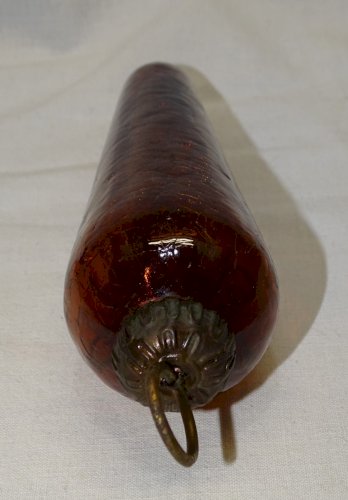 - BOULE POUR SAPIN DE NOEL EN VERRE Craquelé couleur Ambre POMME de PIN   D