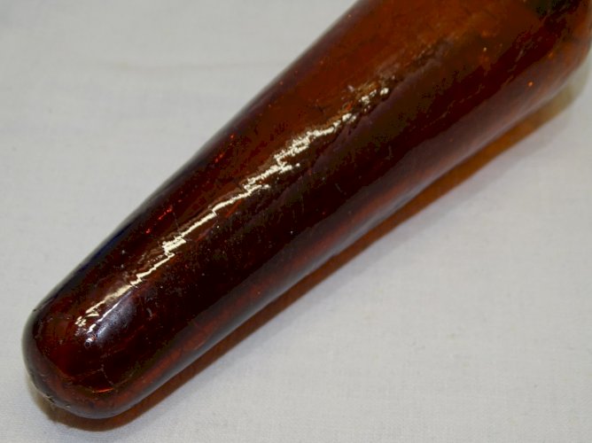 - BOULE POUR SAPIN DE NOEL EN VERRE Craquelé couleur Ambre POMME de PIN   D