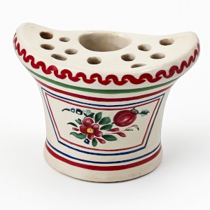 Bouquetière ancienne Les Islettes – faïence polychrome XIXe – décor floral peint