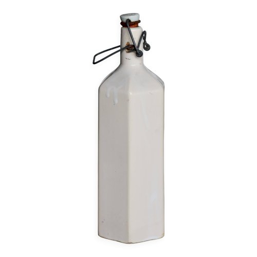 Bouteille ancienne en céramique émaillée beige