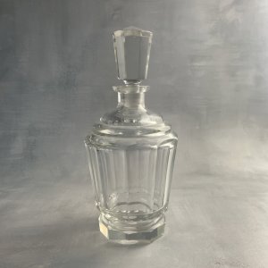 Facet-cut crystal decanter bottle with original stopper ~0.75kg