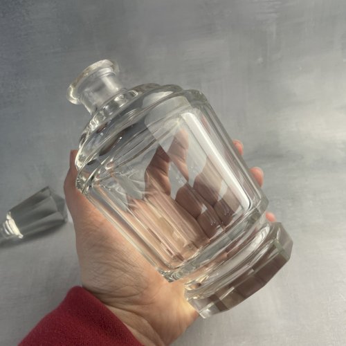 Bouteille carafe à facette en cristal avec bouchon d'origine ~0.75kg