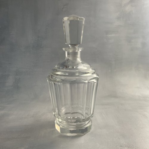 Bouteille carafe à facette en cristal avec bouchon d'origine ~0.75kg