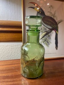 Vintage honeycomb glass carafe bottle
