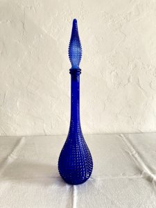 Bouteille carafe génie d'Empoli, motif pointes de diamant, années 1960