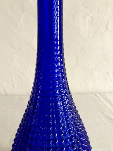 Bouteille carafe génie d'Empoli, motif pointes de diamant, années 1960