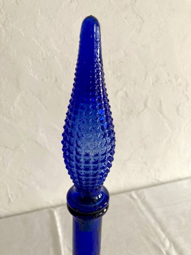 Bouteille carafe génie d'Empoli, motif pointes de diamant, années 1960