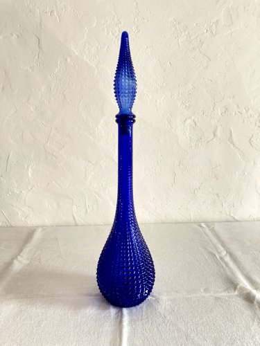 Bouteille carafe génie d'Empoli, motif pointes de diamant, années 1960