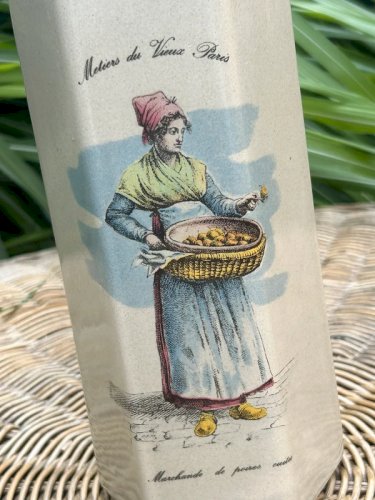 Bouteille en grès rétro vintage « Les Vieux Métier de Paris »