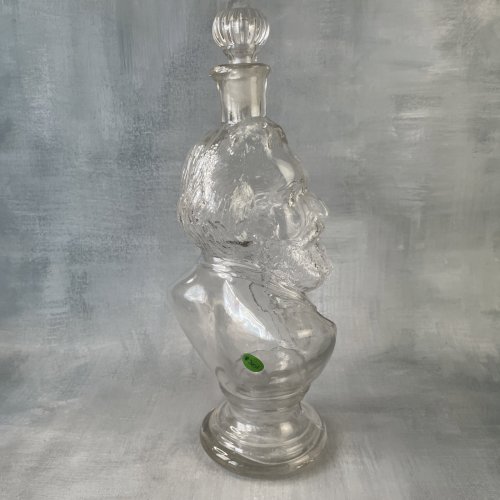 Bouteille en verre transparent buste de Gambetta verrerie LEGRAS non signé