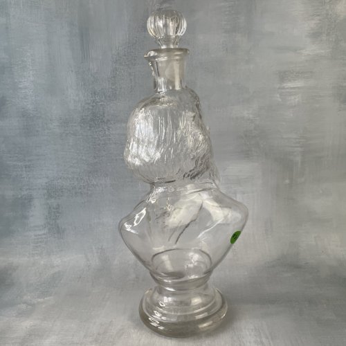 Bouteille en verre transparent buste de Gambetta verrerie LEGRAS non signé