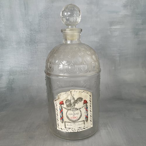 Bouteille flacon ancien 1 litre eau de Colögne du cöq Güerlaïn VIDE pour déco