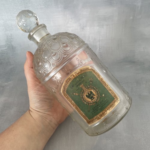 Bouteille flacon ancien 1 litre eau de Colögne impérïale Guërlaïn VIDE pour déco