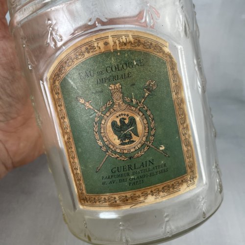 Bouteille flacon ancien 1 litre eau de Colögne impérïale Guërlaïn VIDE pour déco