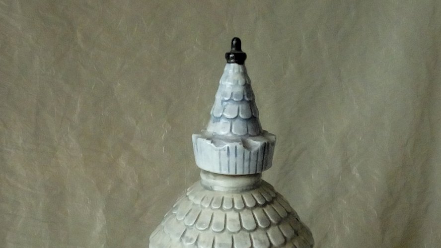 BOUTEILLE MUSICALE EN FAIENCE BARBOTINE MODELE PEUT COURANT*