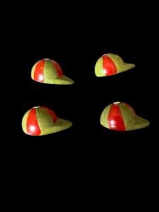 Boutons Anciens Bois Casquette Jockey Hippique Tchécoslovaquie 1920-30 Art Déco