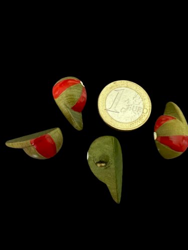 Boutons Anciens Bois Casquette Jockey Hippique Tchécoslovaquie 1920-30 Art Déco