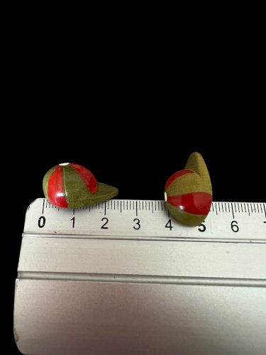 Boutons Anciens Bois Casquette Jockey Hippique Tchécoslovaquie 1920-30 Art Déco