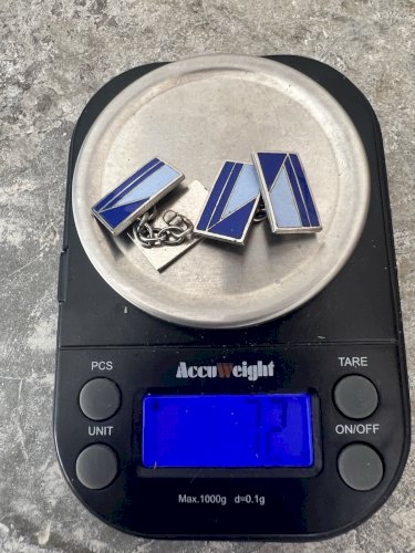 Boutons De Manchette Art Déco  1925 Émaillée  Moderniste Design Vintage Ancien