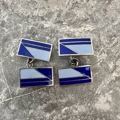 Boutons De Manchette Art Déco  1925 Émaillée  Moderniste Design Vintage Ancien