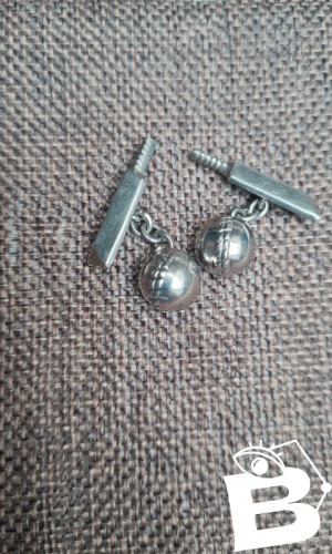 Boutons de manchette - boule de Cricket - en argent 925