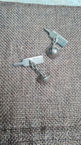 Boutons de manchette - boule de Cricket - en argent 925