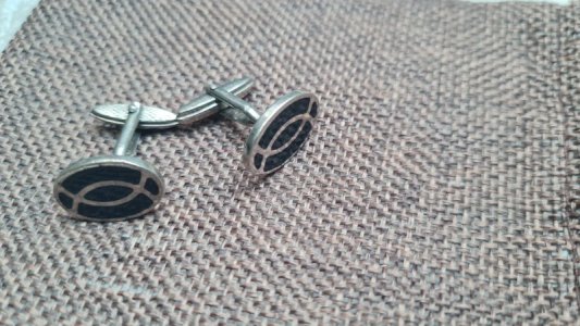 Boutons de manchette Dunhill - a restaurer - en argent - couleur  noir