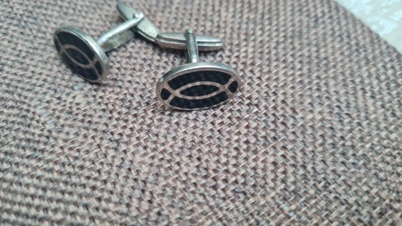 Boutons de manchette Dunhill - a restaurer - en argent - couleur  noir