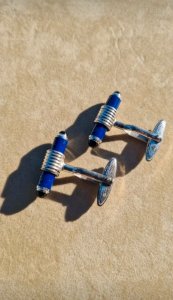 Dunhill cufflinks - silver - blue and black color