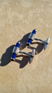Dunhill cufflinks - silver - blue and black color
