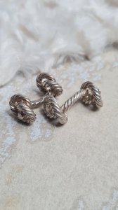 Boutons de manchette Hermès- corde- nœud-en argent