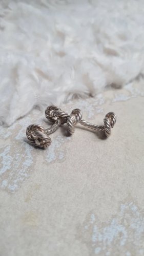 Boutons de manchette Hermès- corde- nœud-en argent