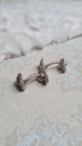 Boutons de manchette Hermès- corde- nœud-en argent