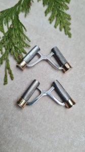 Hermès Paris cufflinks - shotgun shell - in silver and gold, hallmarks not visible