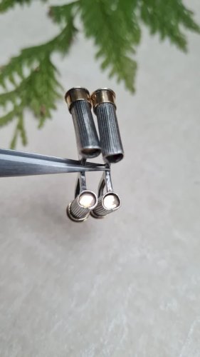 Boutons de manchette Hermès Paris- douille de fusil - en argent et or poinçons pas visible