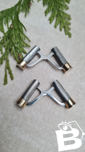 Boutons de manchette Hermès Paris- douille de fusil - en argent et or poinçons pas visible