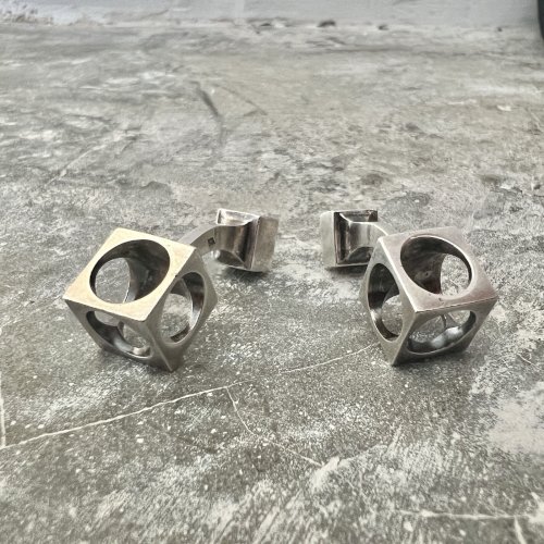 boutons de manchettes design vers 1970 vintage argent massif poinçonné Crabe