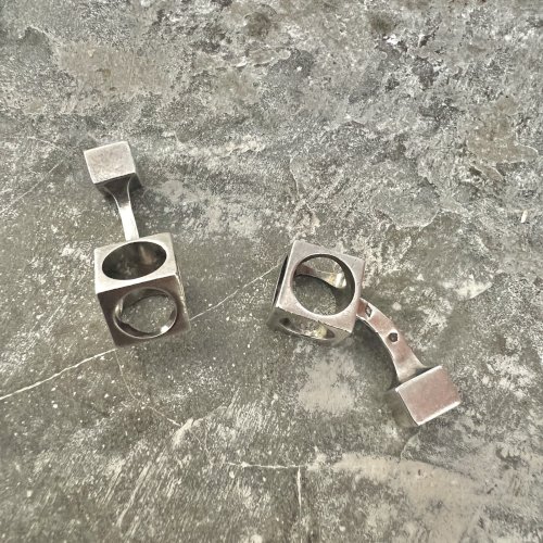 boutons de manchettes design vers 1970 vintage argent massif poinçonné Crabe